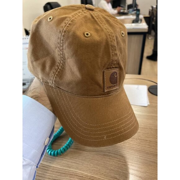 🆕Carhartt Men's Carhartt Brown Cotton Canvas Adjustable Fit Cap - Picture 1 of 3